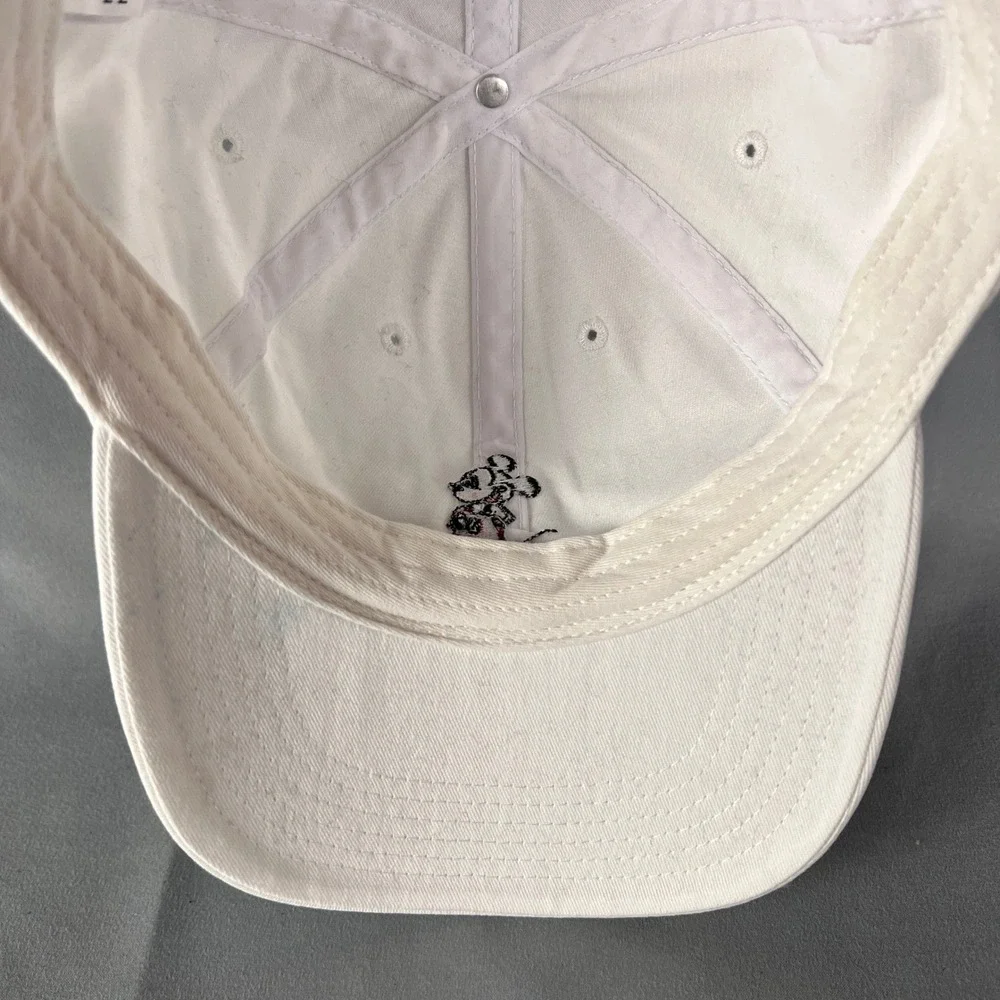Disney Mickey Mouse Baseball Cap Unisex One Size White Embroidered Adjustable